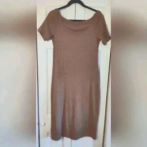 Universal Thread bodycon dress | taupe | short sleeve | ribbed | Midi | Medium